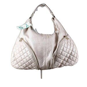 Alyssa 14 X 16 X 3.5 Creamy Gold Zip Top Pockets Vegan Lead Free Soft Purse